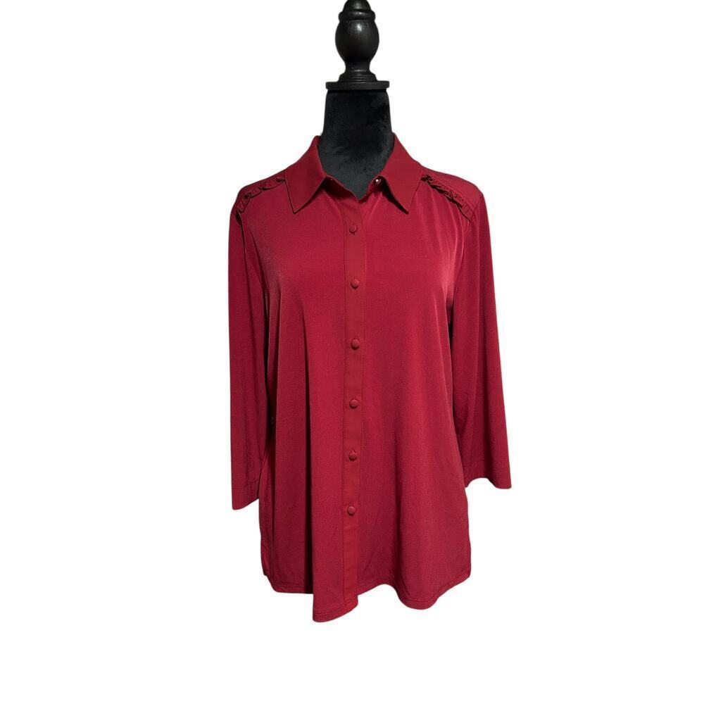 Karl Lagerfeld Wine 3/4 Sleeve Blouse Size Medium